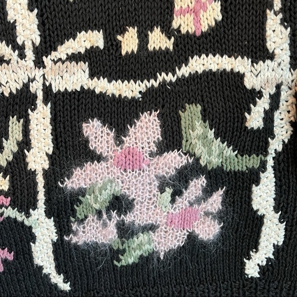Vintage Cottagecore Floral HandKnit Slouchy Balloon Sleeve Sweater Jennifer Reed - Picture 6 of 9